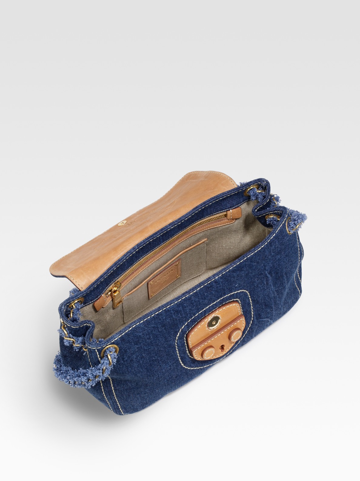 prada denim shoulder bag