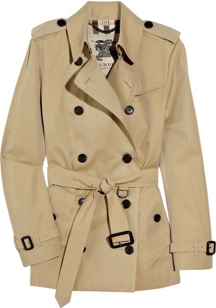 Burberry Short Cotton-twill Trench Coat in Beige (honey) | Lyst