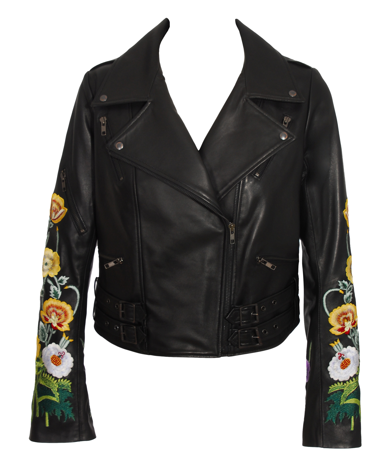 Christopher Kane Leather Biker Jacket with Embroidery in Black | Lyst
