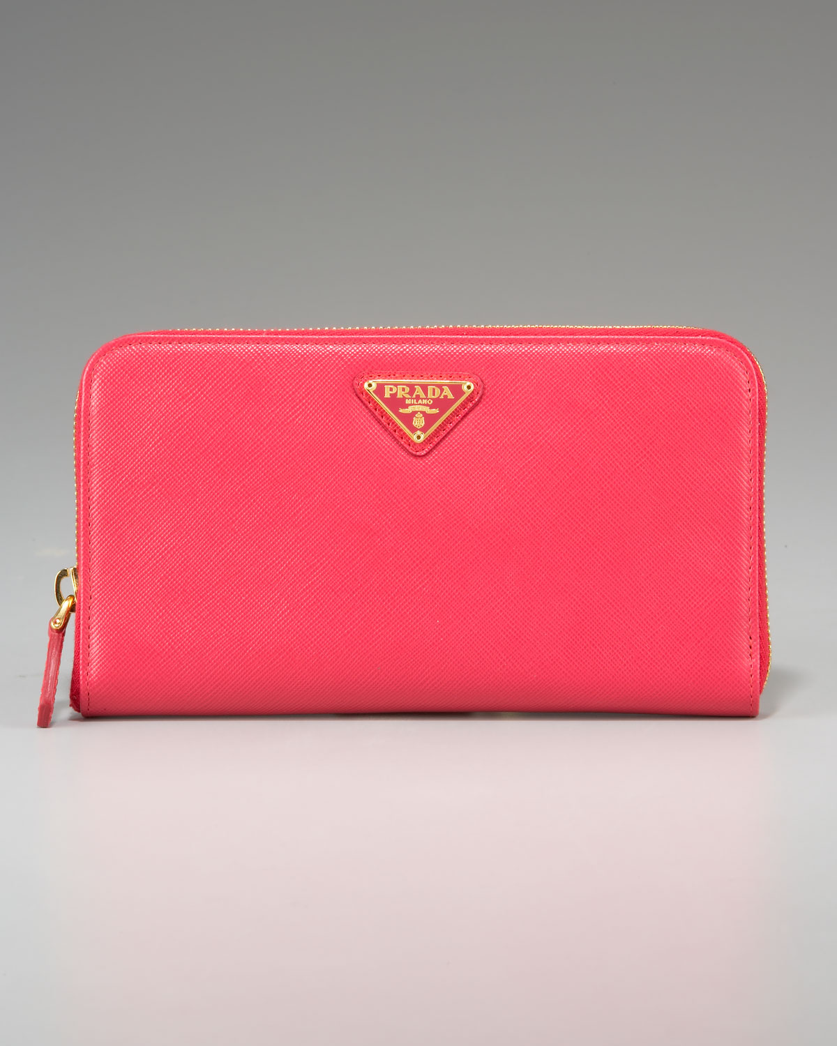 Prada Saffiano Zip Around Wallet in Pink (nero) | Lyst  