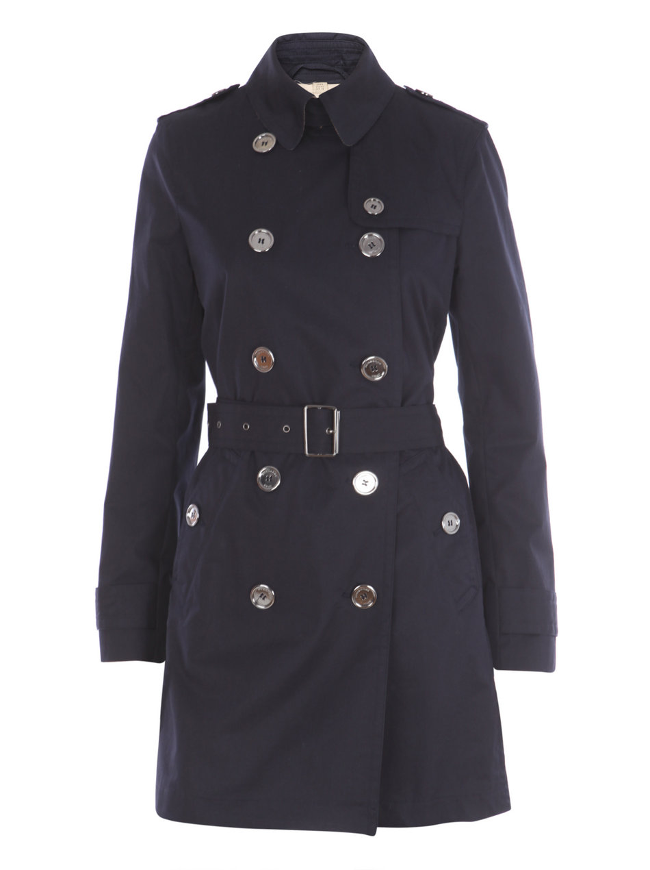 Burberry Brit Cotton Trench Coat in Blue (navy) | Lyst