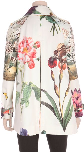 Stella Mccartney Botanical Cropped Trench Coat in Floral (white) | Lyst