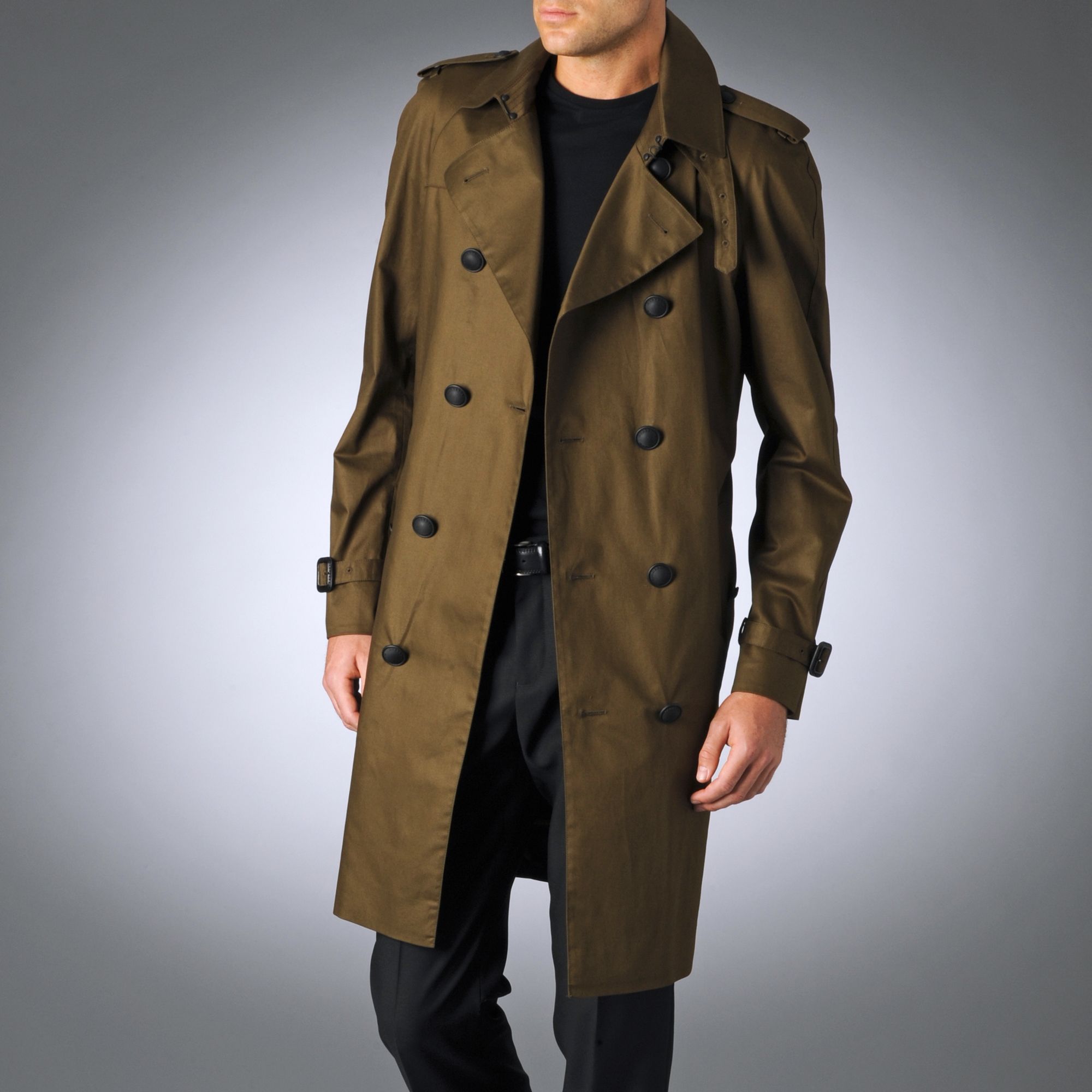 Burberry Prorsum Cotton Sateen Trench Coat in Green for Men (moss) | Lyst