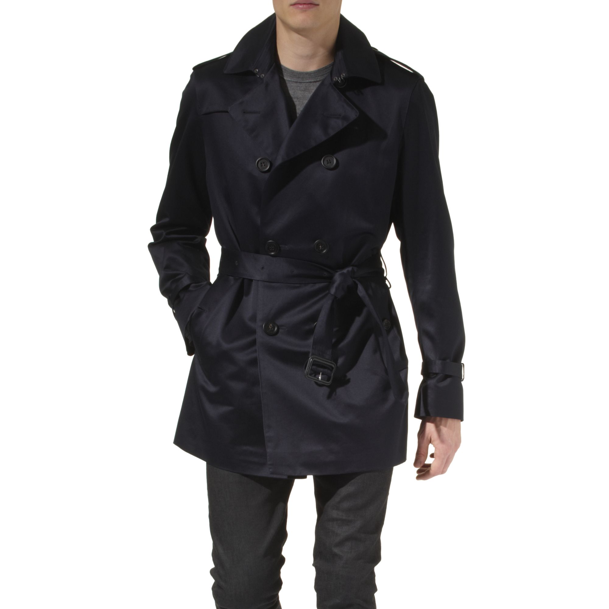 Burberry Prorsum Double Breasted Trench Coat in Blue for Men (navy) | Lyst