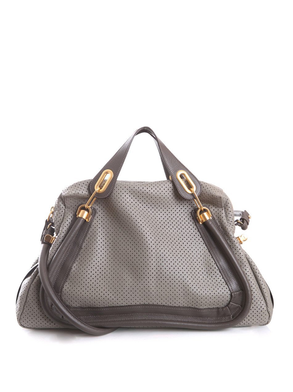 Chlo Perforated Leather Paraty Bag in Gray (grey) | Lyst  