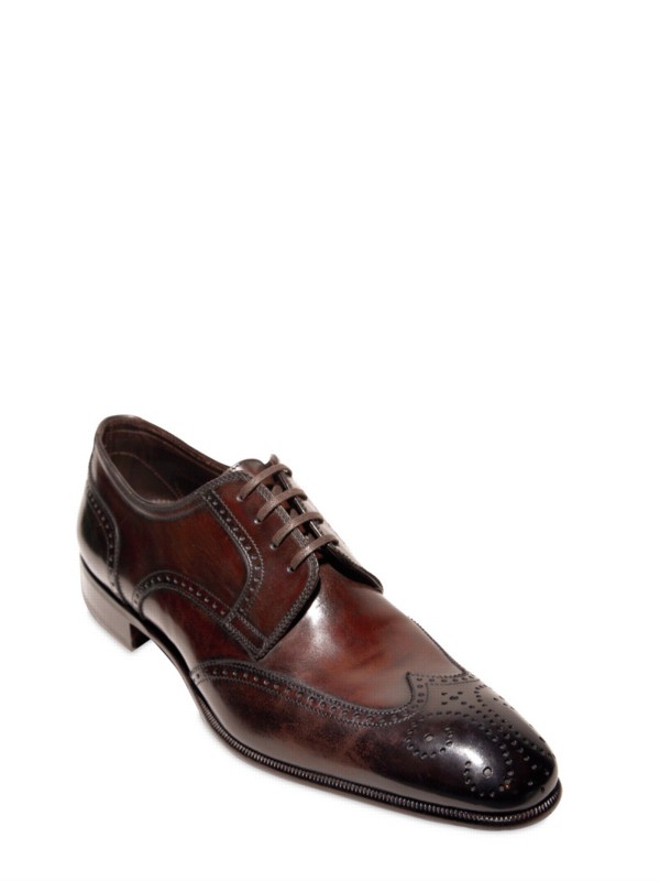 Max verre Calfskin Brogue Lace-up Shoes in Brown for Men | Lyst