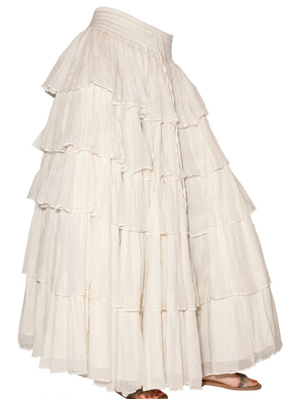 Lyst - Mes Demoiselles Long Cotton Gauze Skirt in White