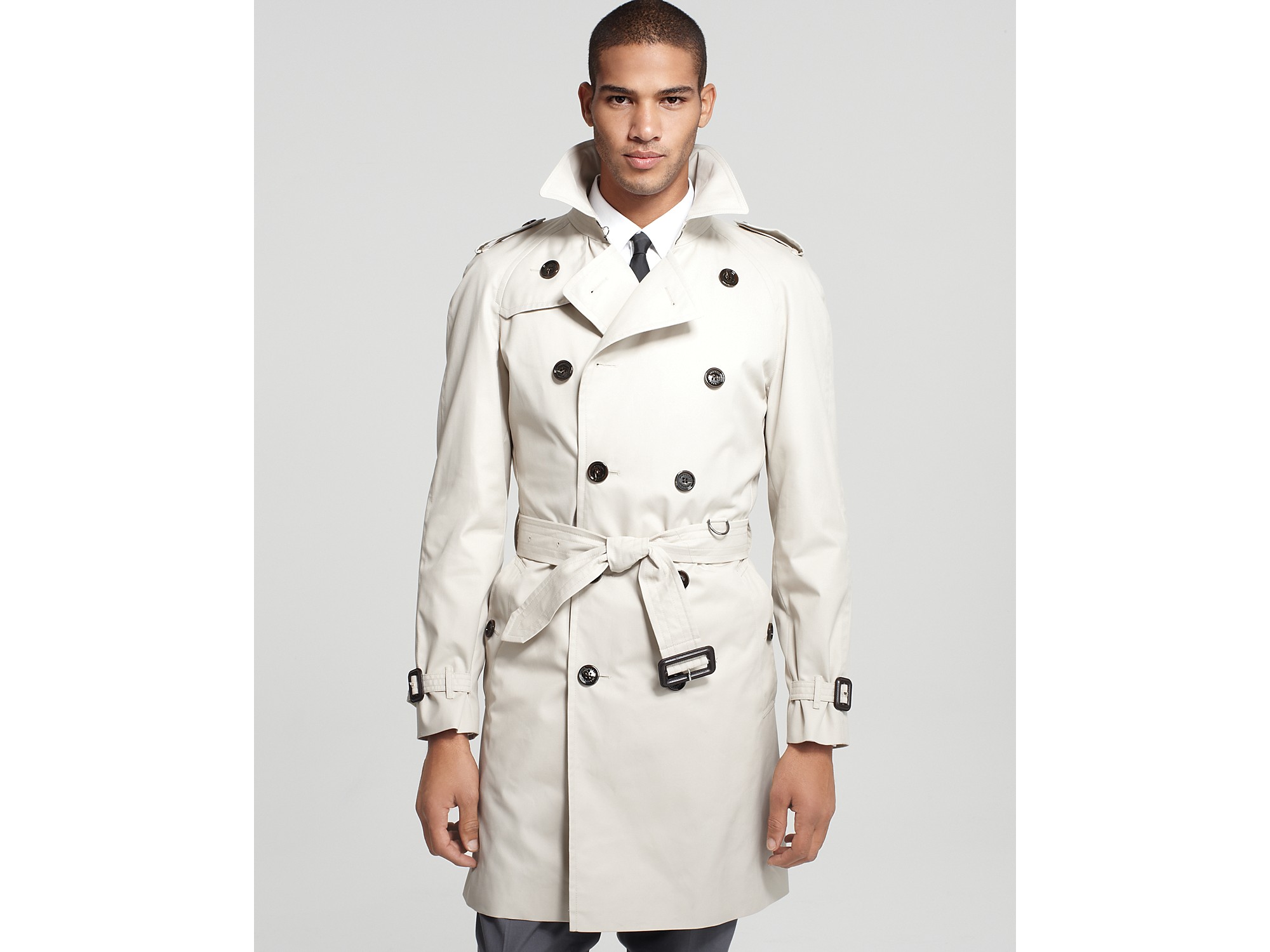 Burberry Twill Trench Coat in White for Men (Trench) | Lyst