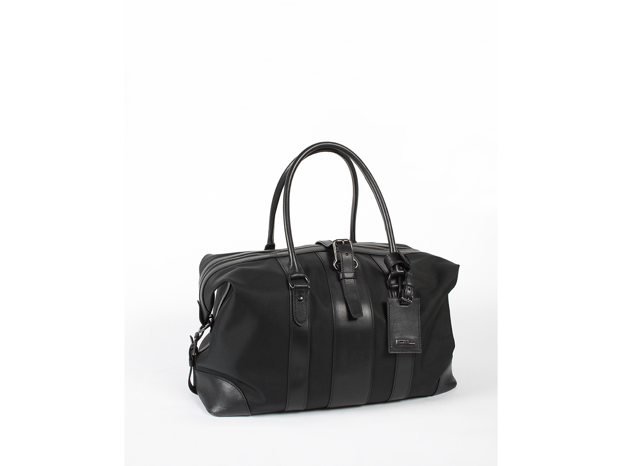 Ralph Lauren Polo Black Label Leather Trimmed Nylon Duffel Bag in Black ...