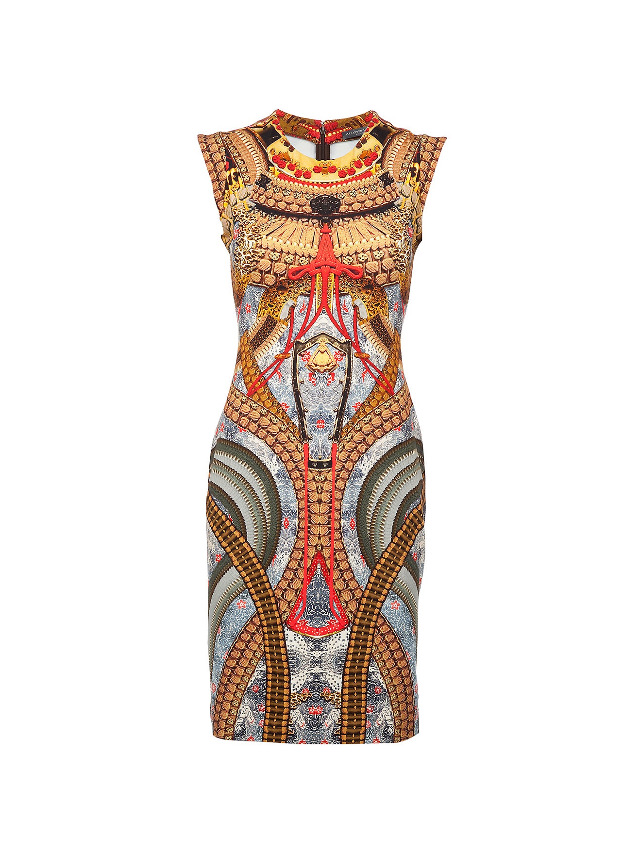 Alexander Mcqueen Samurai Print Dress in Beige (red) | Lyst