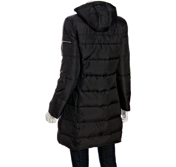 Lyst - Michael michael kors Black Quilted Faux Fur Trim Hooded Puffer ...