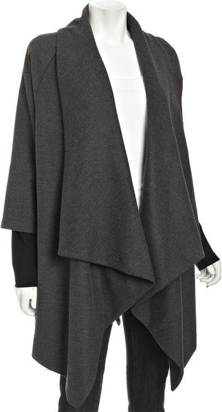 Calvin Klein Charcoal Wrap Front Waterfall Coat in Gray (charcoal) | Lyst