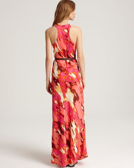 Calvin Klein Abstract-print Maxi Dress in Red (Poppy Multi) | Lyst