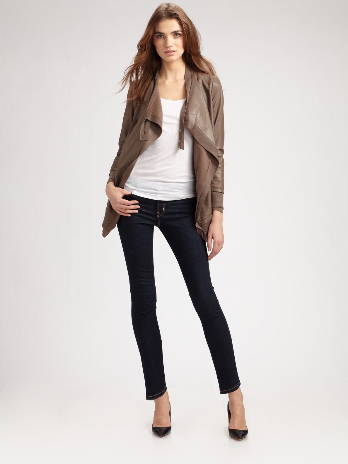 Mackage Open Dd Leather Jacket In Brown Save 44 Lyst View Fullscreen