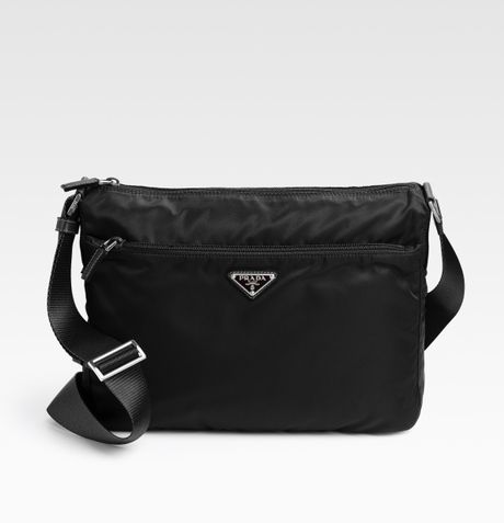 Prada Two Zip Large Nylon Messenger Bag in Black | Lyst