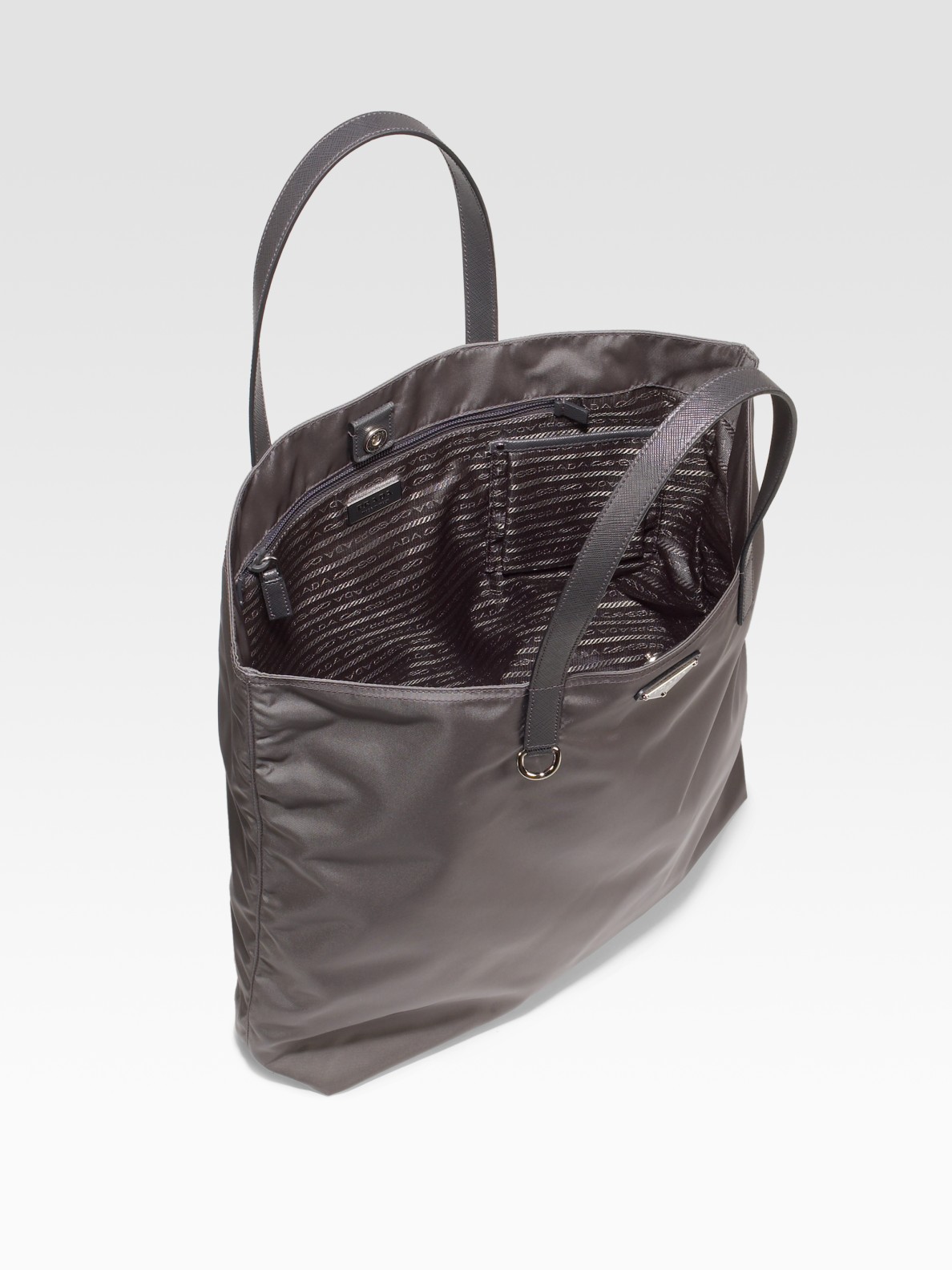 Prada Vela Nylon Tote Bag in Gray | Lyst