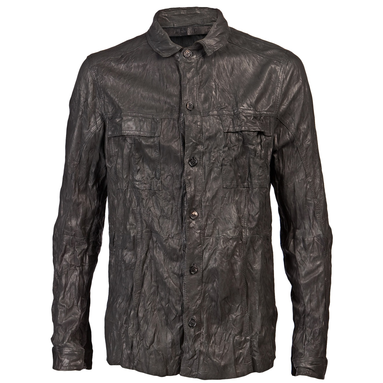 Drome Wrinkled Leather Shirt in Black for Men | Lyst