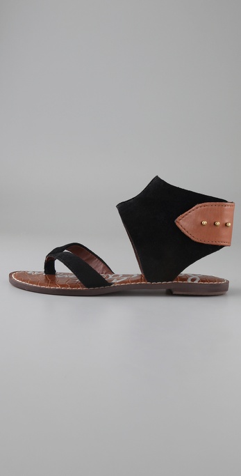 Sam edelman Grady Ankle Cuff Thong Sandals in Black | Lyst