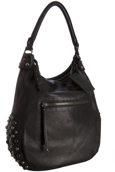 Linea Pelle Black Leather Ricky Shoulder Bag in Black | Lyst