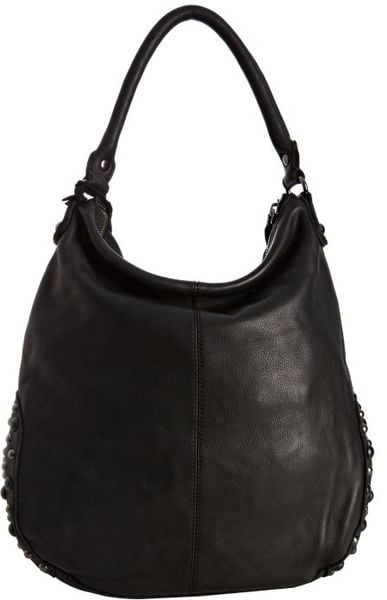 Linea Pelle Black Leather Ricky Shoulder Bag in Black | Lyst