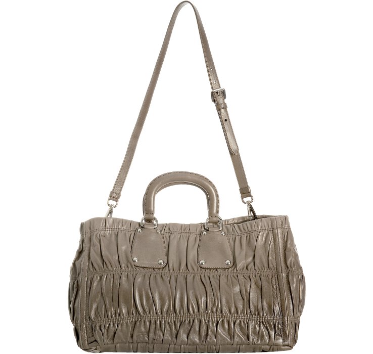 Prada Pumice Shirred Ombre Lambskin Top Handle Bag in Gray (grey ...