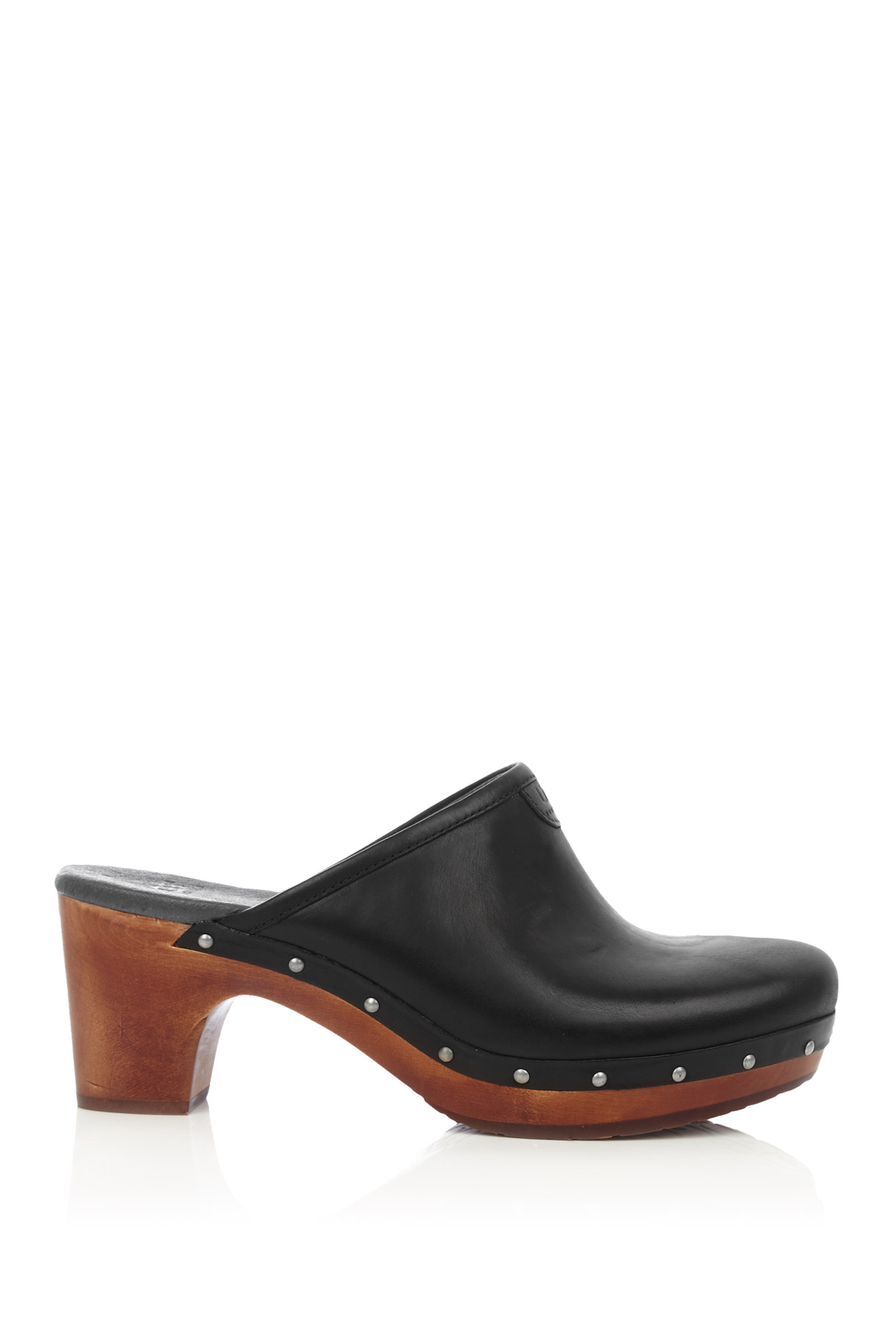 Ugg Black Leather Abbie Classic Clog in Black | Lyst