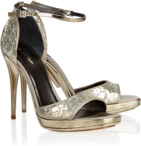 Calvin Klein Paillette-embellished Satin Sandals in Silver | Lyst