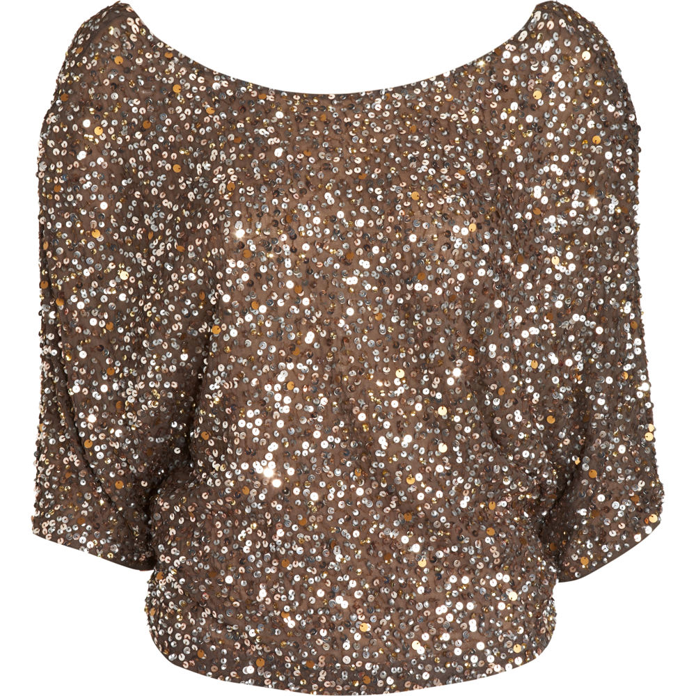 Vince Sequin Blouse in Gold | Lyst