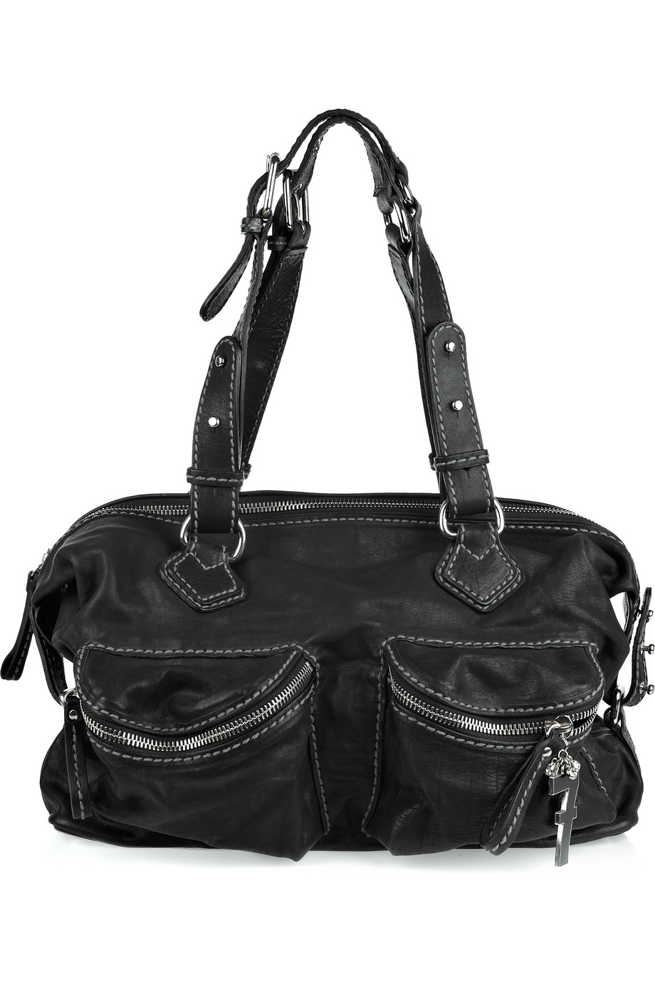 Sonia Rykiel Sierra Leather Shoulder Bag in Black | Lyst