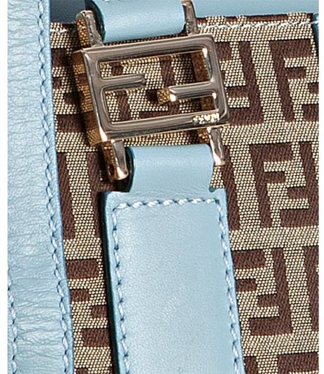 Fendi Light Blue Zucchino Canvas Top Handle Crossbody Bag in Brown ...