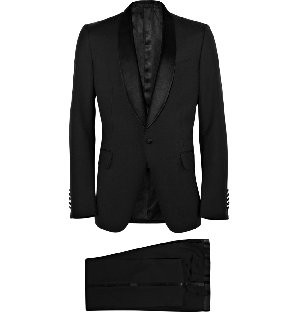 Gucci Wool Shawl Collar Tuxedo Suit in Black for Men | Lyst