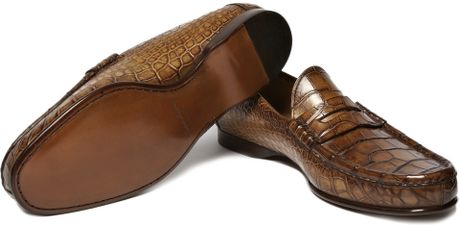 Ralph Lauren Alligator Leather Penny Loafers in Brown for Men ...