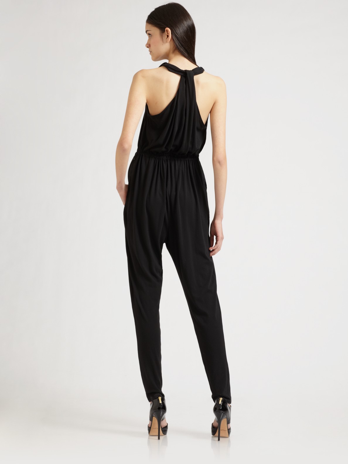 Lyst - Theory Garvie Cotton-modal Jumpsuit in Black