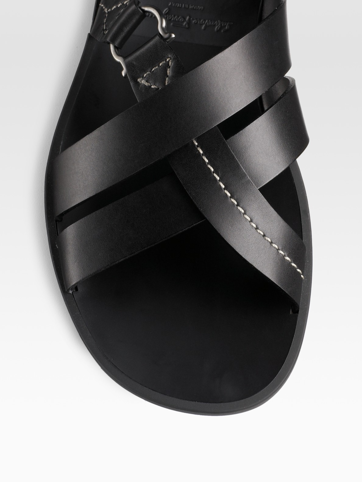 Lyst Ferragamo Leather  Sandals  in Black  for Men