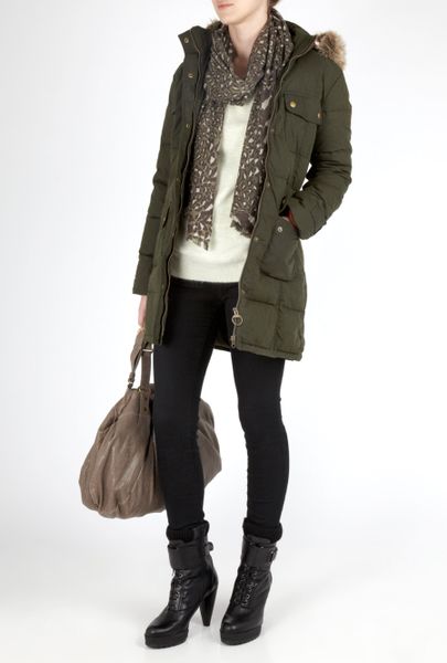 Barbour Olive Storm Down Wax Parka in Green (olive) | Lyst