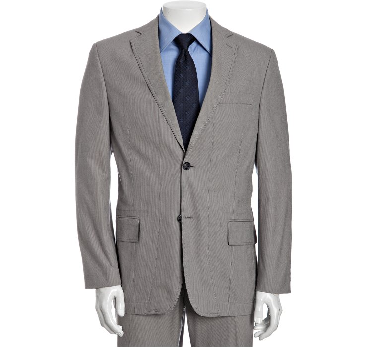 Calvin Klein White Label Grey Seersucker Stretch Cotton 2-button Suit ...