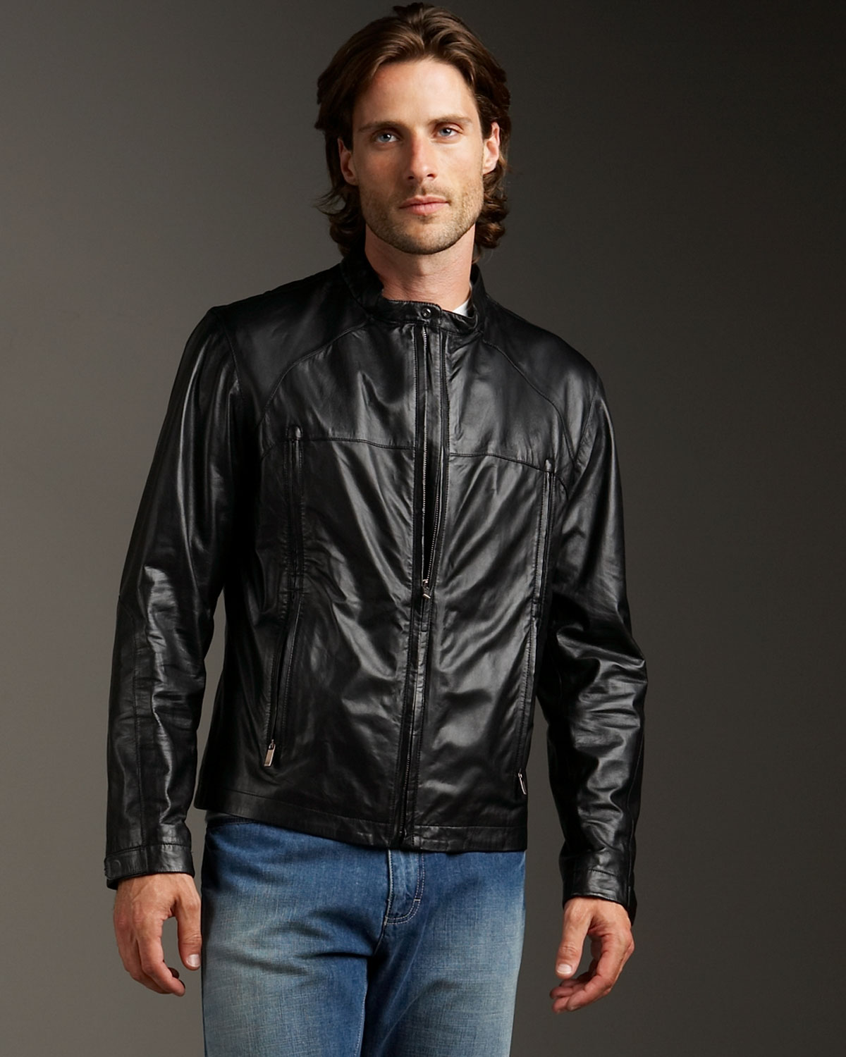 Zegna Sport Leather Jacket In Black For Men Lyst Gallery