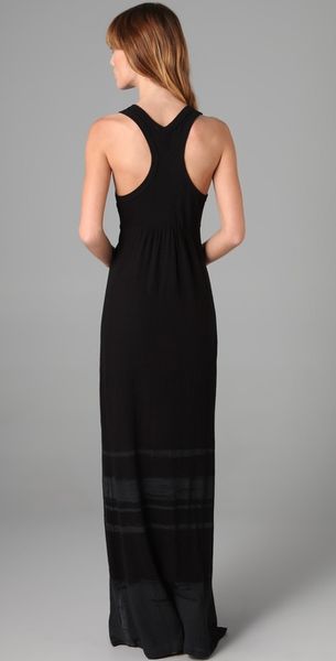 James Perse Summer Stripe Long Dress in Black | Lyst