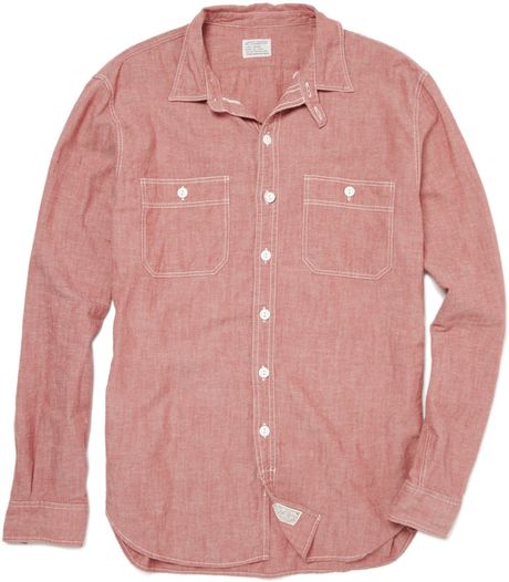 J.crew Red Chambray Shirt in Red for Men | Lyst
