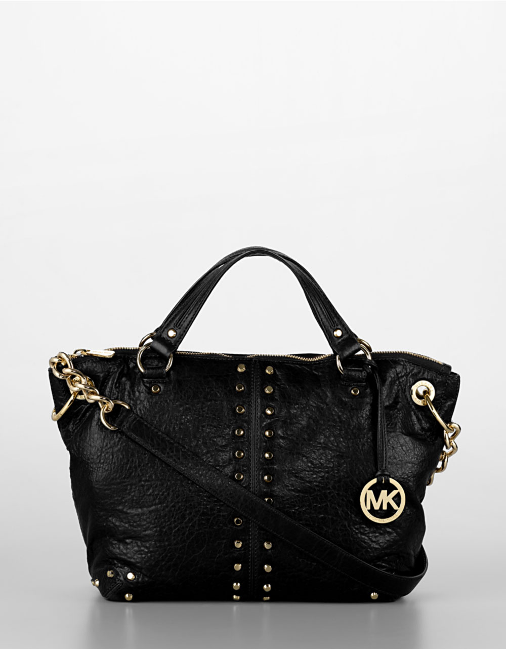 Michael Michael Kors Uptown Astor Studded Satchel in Black | Lyst