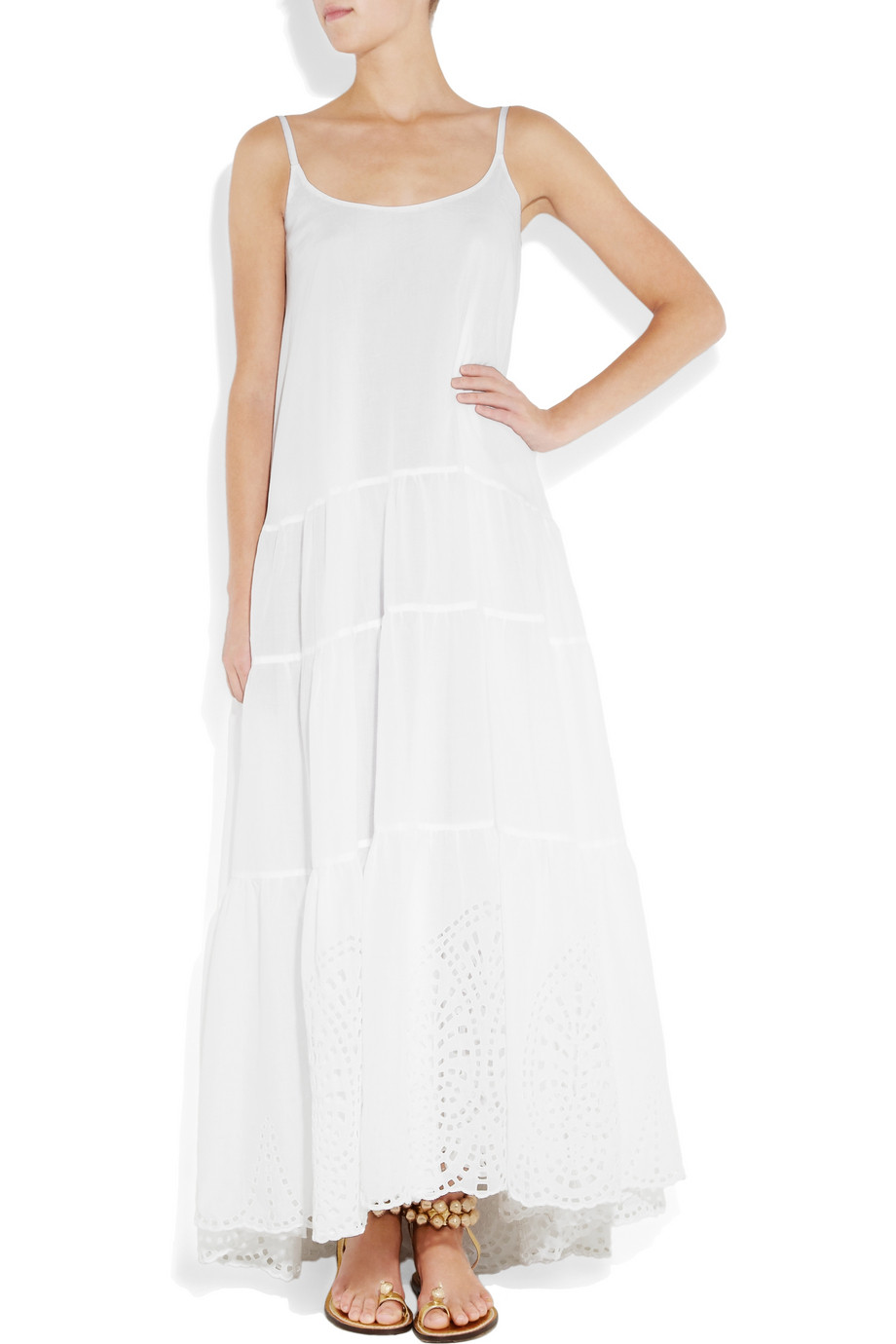 Lyst - Issa Eyelet-embroidered Cotton-voile Maxi Dress in White