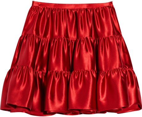Joseph Petra Silk-satin Tiered Mini Skirt in Red | Lyst