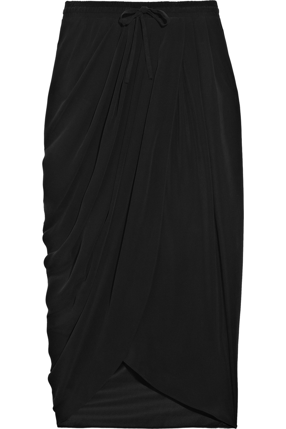 Thakoon Addition Draped Silk Wrap-effect Midi Skirt in Black | Lyst