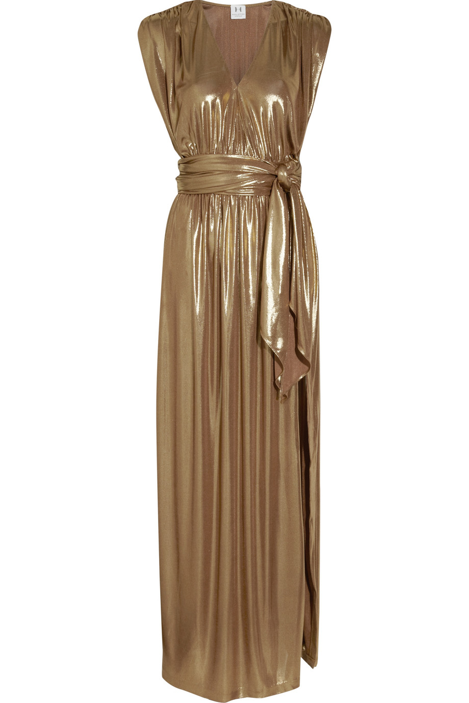 Halston Heritage Lamé Jersey Maxi Dress in Gold | Lyst