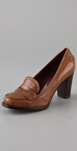 Marc By Marc Jacobs High Heel Penny Loafers in Brown (cognac) | Lyst