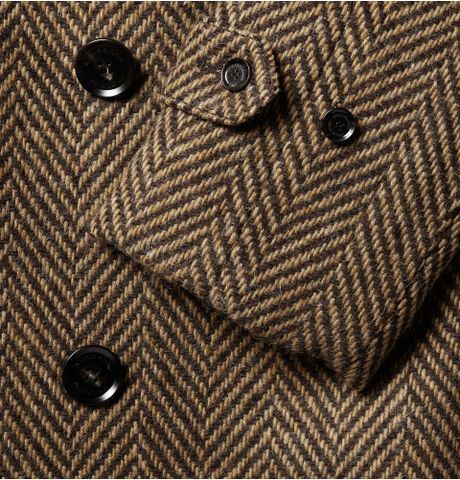 Burberry Prorsum Tweed Wool Double-breasted Coat in Brown for Men | Lyst