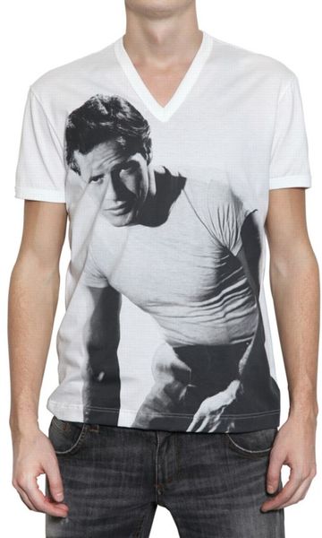 Dolce & Gabbana Marlon Brando V-neck Jersey T-shirt in White for Men | Lyst