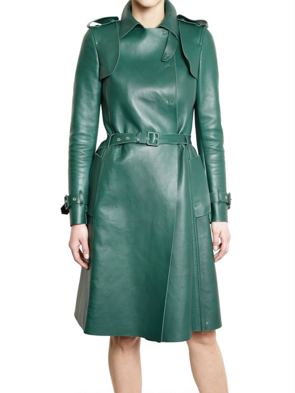 Valentino Nappa Trench Coat Leather Jacket in Green | Lyst