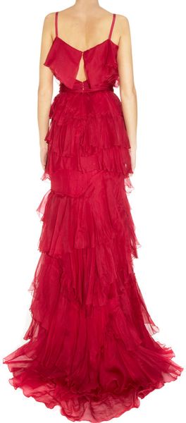 Nina Ricci Tiered Ruffle Dress in Red (raspberry) | Lyst