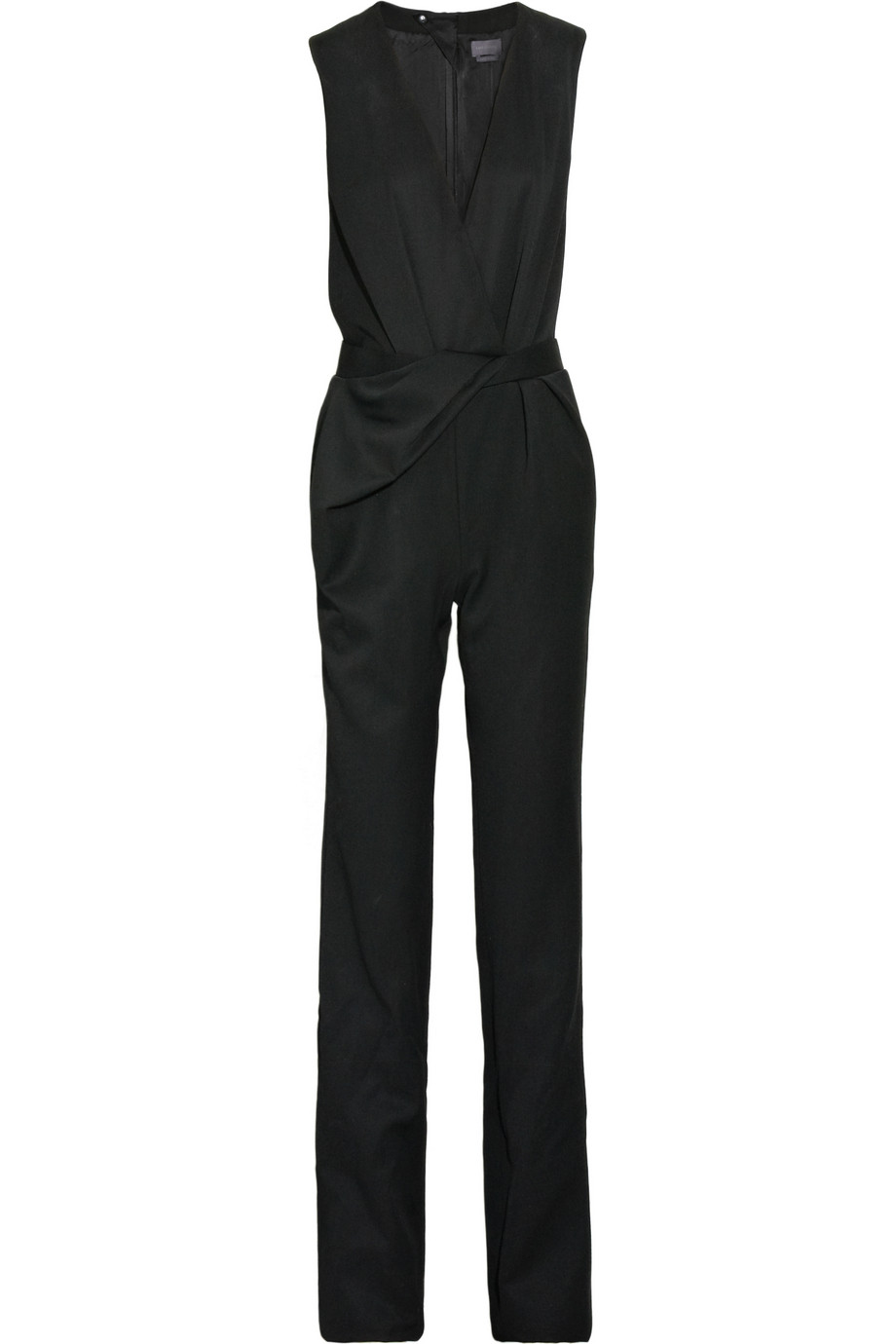 Halston Wrap-effect Crepe Jumpsuit in Black | Lyst